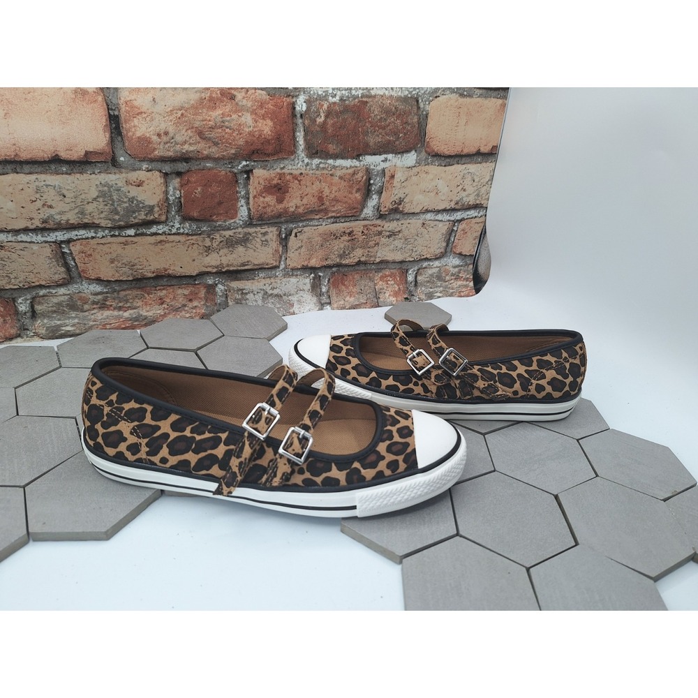 Converse Chuck Taylor All Star Dainty Mary Jane Leopard Shoes Women Sz 7 Black